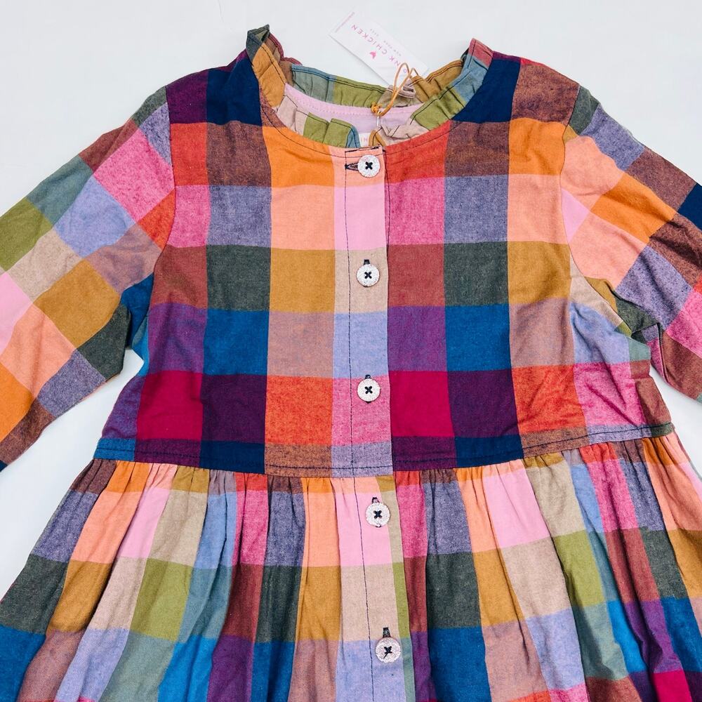 NWT Pink Chicken 6Y Harvest Check Autumn Dress - Picture 3 of 5